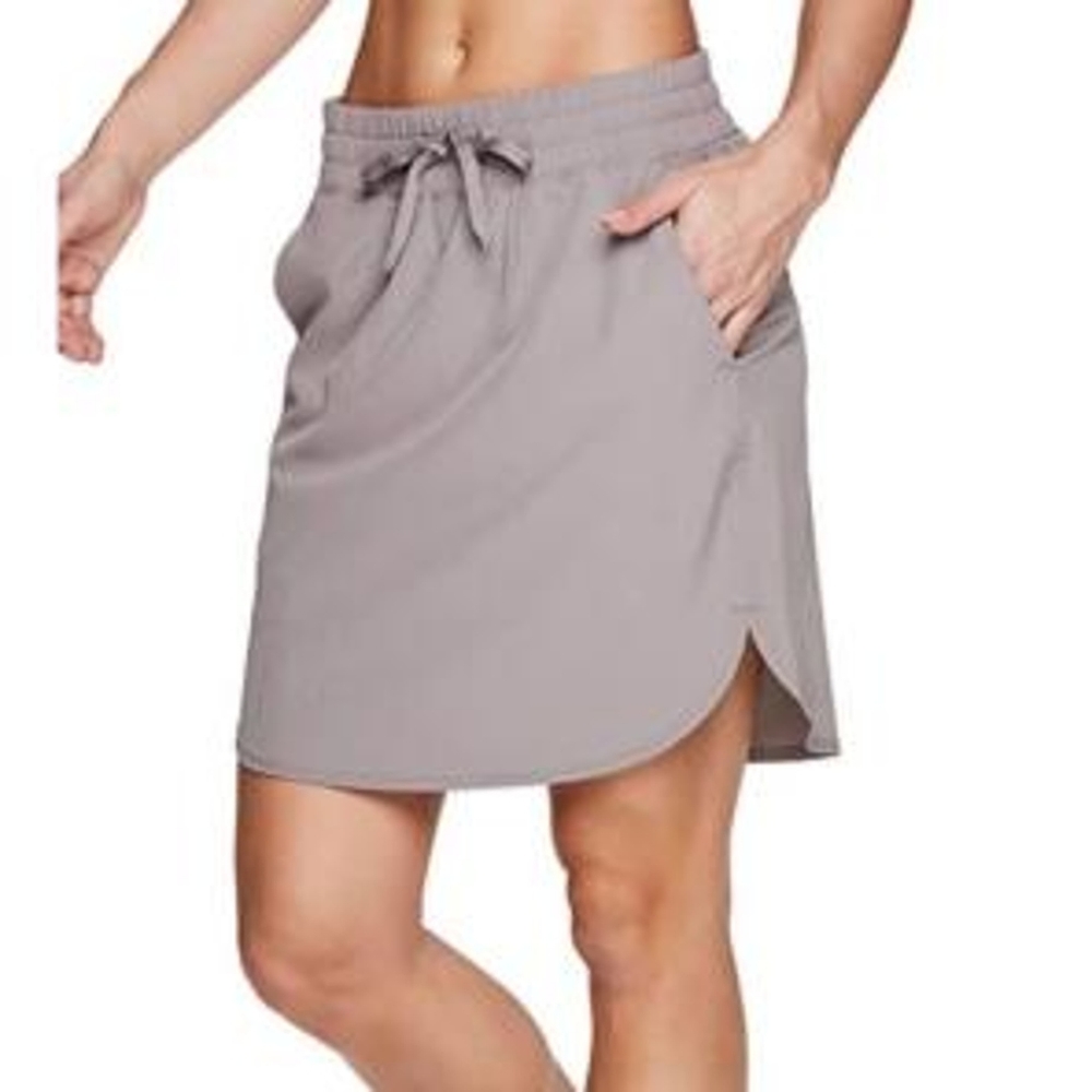 RBX Elastic Waist Athletic Skort with Multiple Pockets - Gray
